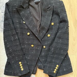 Generation Love Black Tweed Blazer with Gold Accents - M
